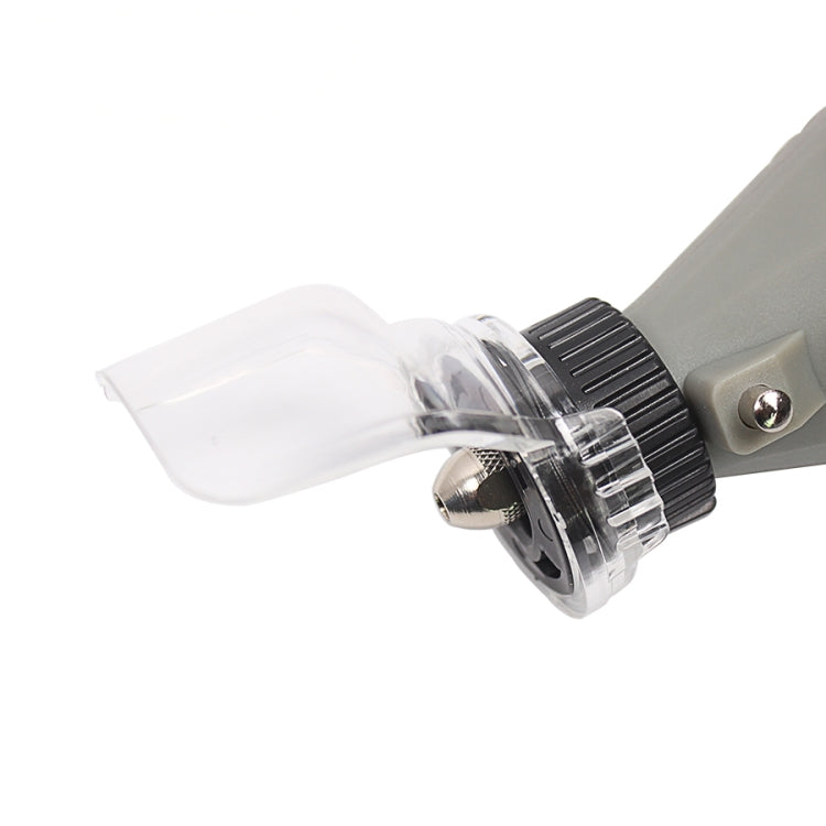 Transparent shield guard for mini rotary drill with ridged black collar