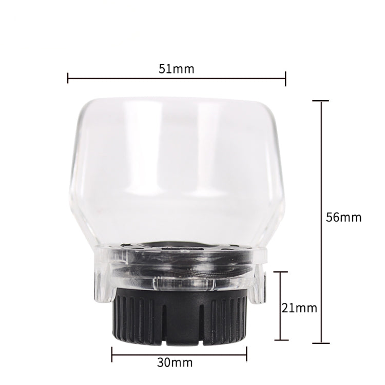 Transparent shield guard size: 51mm wide, 56mm tall, 30mm base