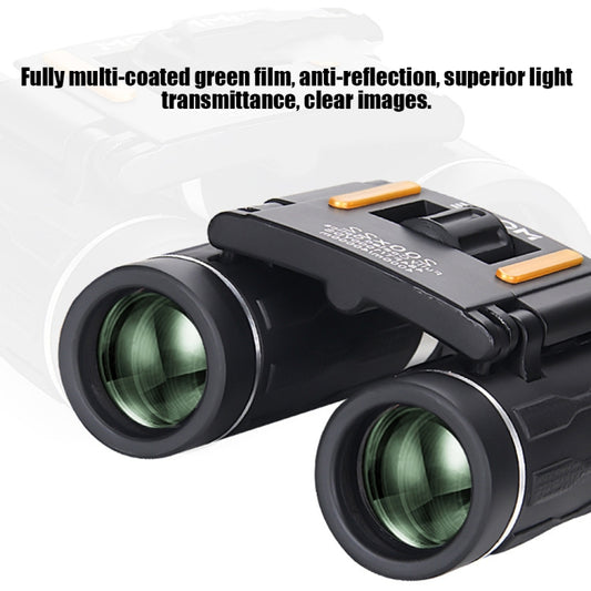 Night vision binocular telescope close-up of dual lenses with green glass