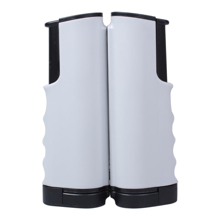 Retractable table tennis net rack with two white net rollers and black side supports
