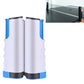 Retractable table tennis net rack with white rollers, blue accents, and black base clamps