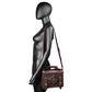 Brown leather-look crossbody bag with flap, buckle details and adjustable strap