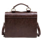 Brown leather-look flap crossbody bag with top handle and side shoulder strap ends