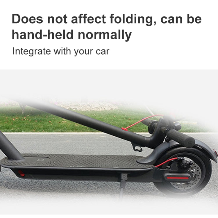 Black front hawk hook holder mounted on scooter deck, U-shaped bracket