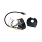 Electric scooter dashboard circuit module with PCB, connectors, and black mounting bracket