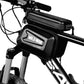 Front handlebar bike bag with touchscreen window, black WILD MAN pouch on MTB