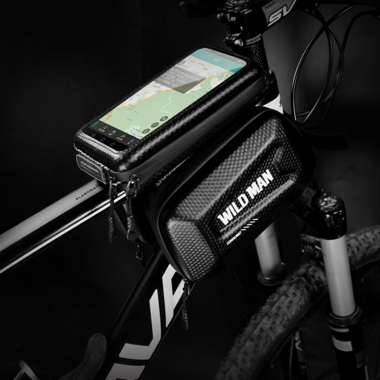 Waterproof front bike bag with touchscreen window mounted on handlebar, black WILD MAN