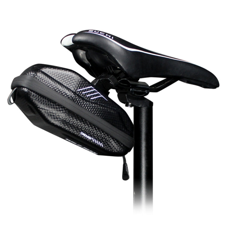 Black waterproof MTB front handlebar bag set with carbon-texture phone pouch