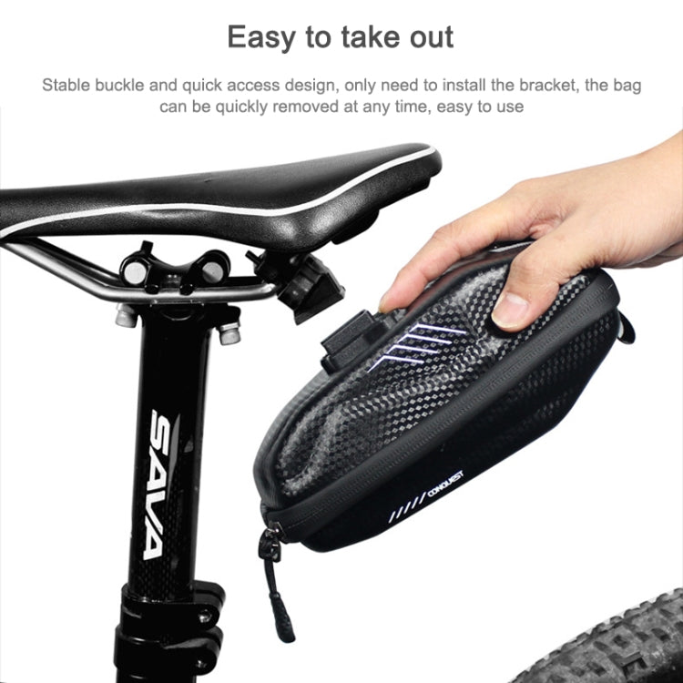 Black carbon-texture zip handlebar phone bag on bike, open for quick access