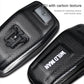 Black and gray carbon-texture PU handlebar pouch with mounting bracket detail