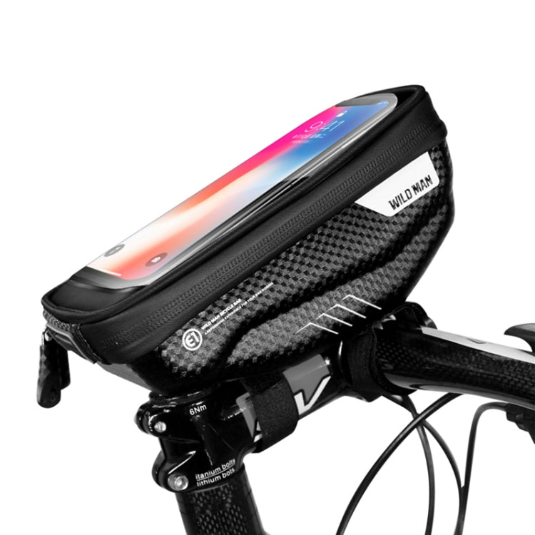 WILD MAN E1 waterproof front bike phone bag with clear touchscreen window on handlebar