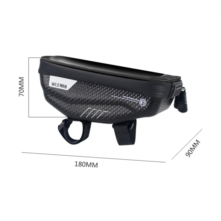 WILD MAN E1 front bike phone bag with mounting straps and zipper pocket, black