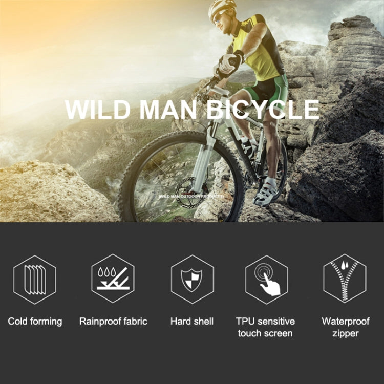 WILD MAN E1 waterproof front bike phone bag concept with feature icons