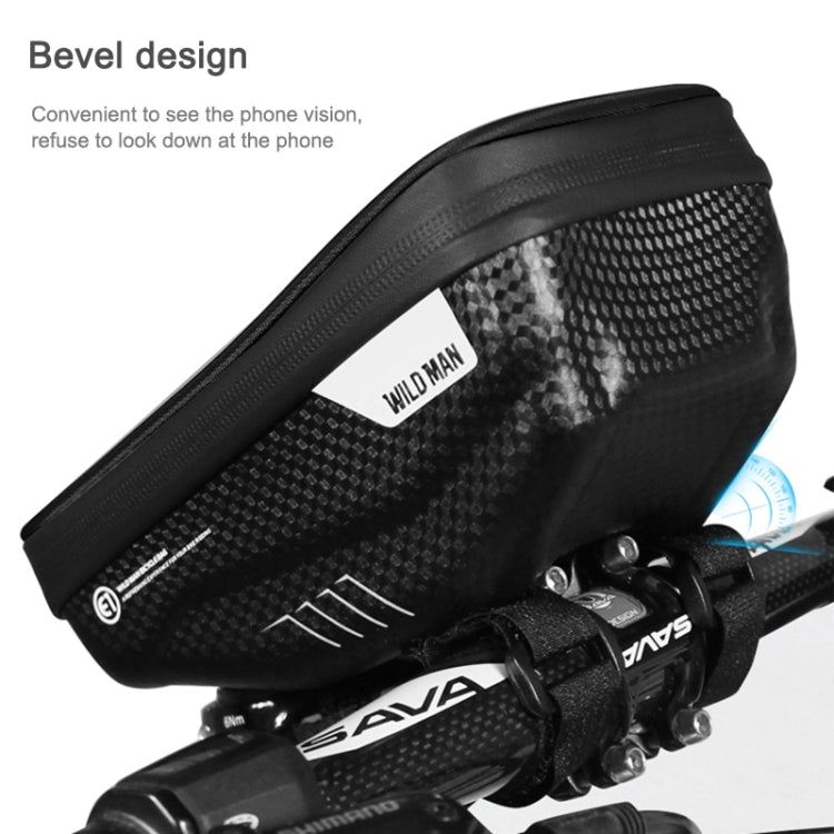 WILD MAN E1 curved front bike phone bag with textured shell and clear window