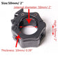 Black plastic barbell buckle clamp showing internal round hole and compact thickness profile.