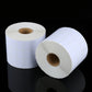 Two rolls of white 20x30 mm label stickers on paper cores