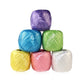 Plastic packing rope spools in purple, blue, green, yellow, pink, and white