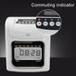Electronic time recorder with IN/OUT buttons and LCD display, white housing