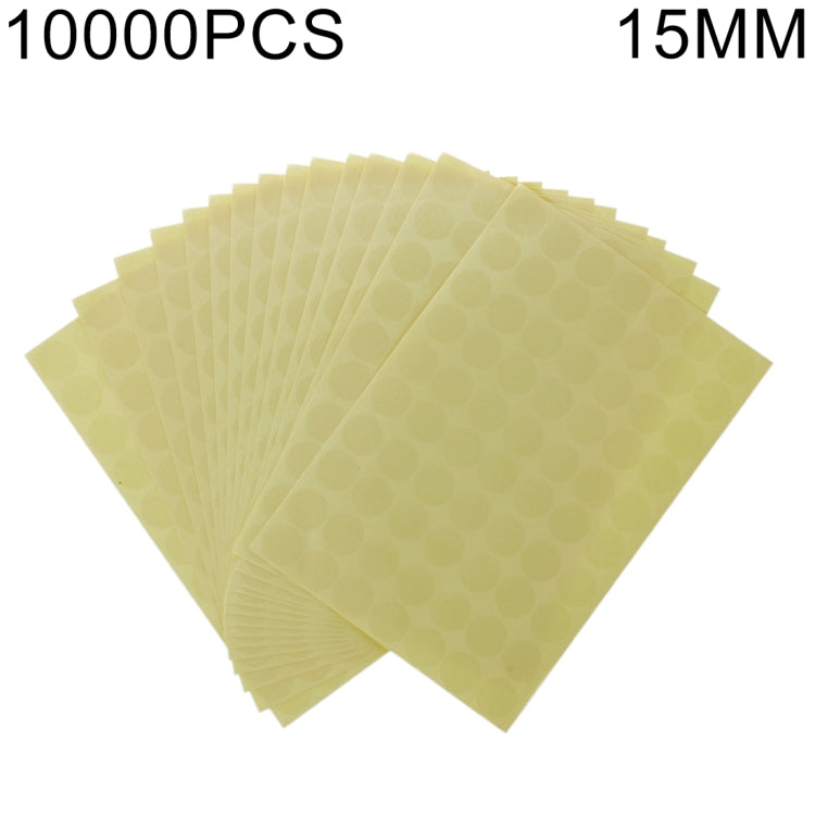 Translucent round self-adhesive sealing stickers, 15mm discs (loose stack)