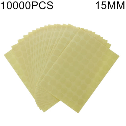 Translucent round self-adhesive sealing stickers, 15mm discs (loose stack)