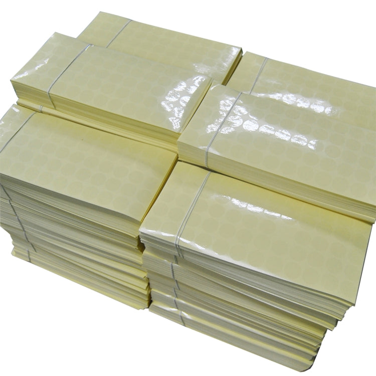 Stacked transparent self-adhesive round sealing stickers, 40mm, bundled in clear wrap