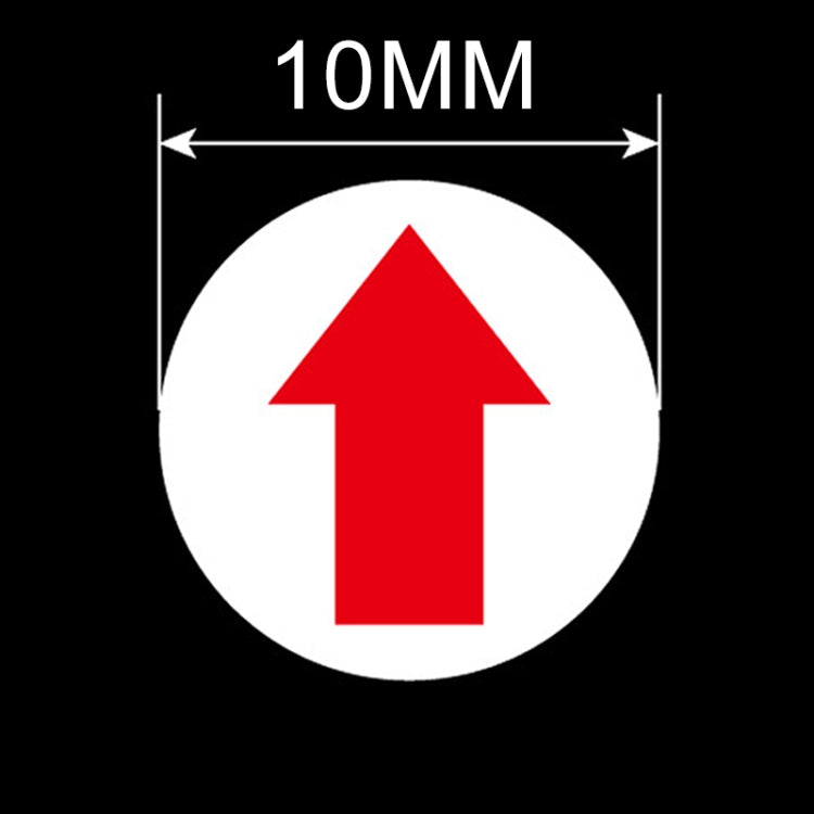 10MM round sticker with red upward arrow icon on white circle