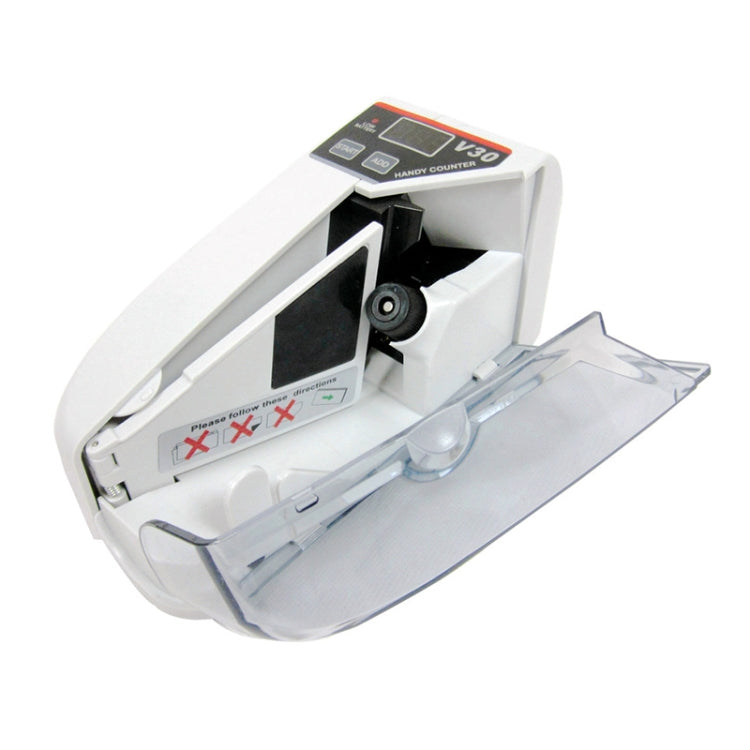 Mini portable paper money counter with open bill feed tray and EU plug