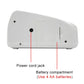 Bottom panel of portable paper money counter with power cord jack and battery compartment