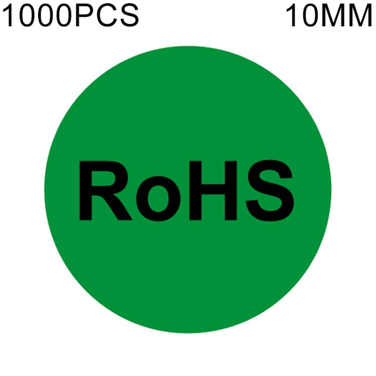 10mm RoHS self-adhesive round label sticker, green circle with RoHS text