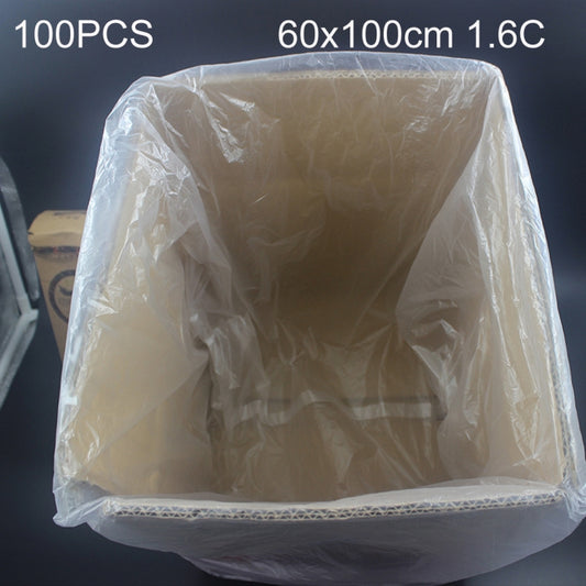 Clear PE packaging bag, 60x100cm, 1.6C thickness, folded open-top