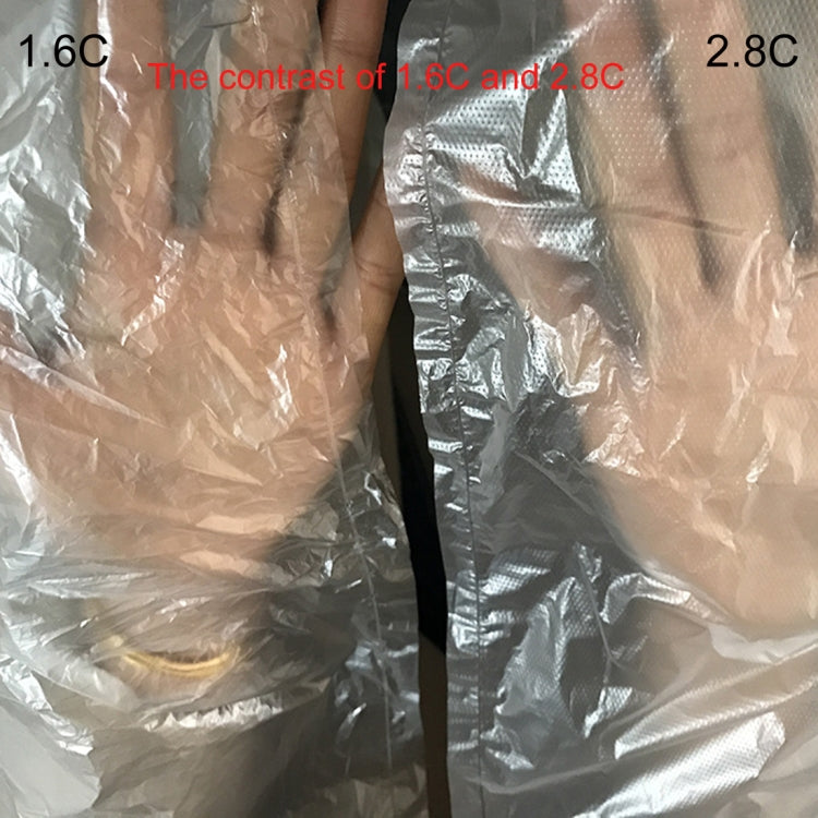 Close-up of clear plastic PE bags showing 1.6C and 2.8C thickness comparison