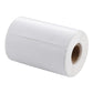 White roll of thermal label paper with adhesive labels and visible backing core