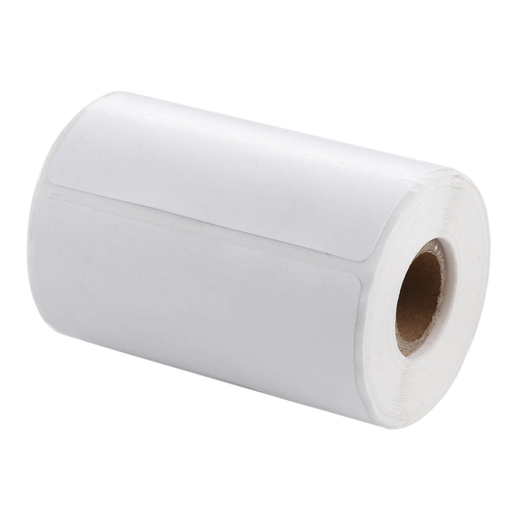 White roll of thermal label paper with adhesive labels and visible backing core