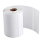 White roll of thermal label paper with pre-cut label sections and liner backing