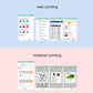 Inkless pocket thermal printer with web and material printing app screens