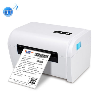Portable thermal ticket printer with USB and Bluetooth, showing front output slot and label