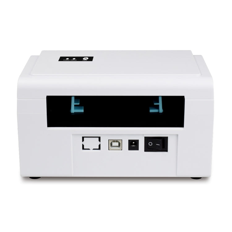 Thermal ticket printer rear panel with power and USB ports