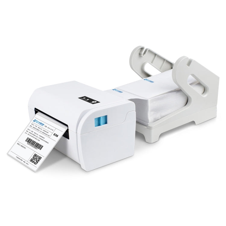 Portable thermal ticket printer with paper loaded and output path