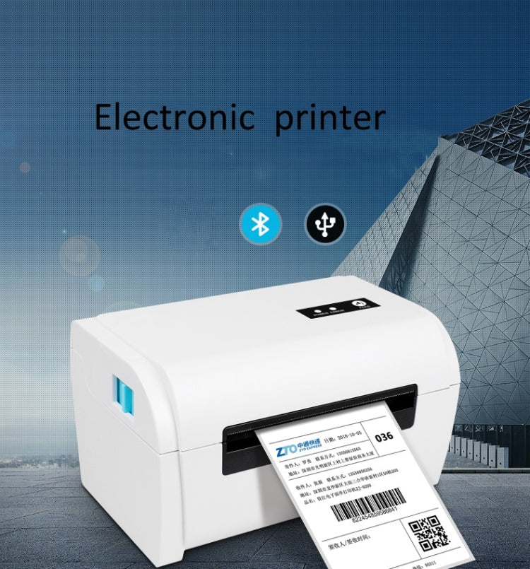Portable thermal ticket printer with front slot and sample receipt labels