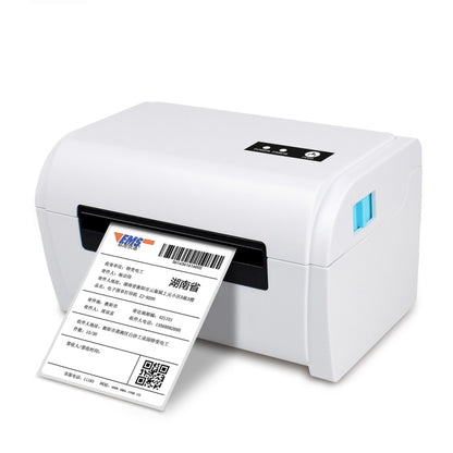 White portable USB thermal ticket printer with front output slot and sample ticket