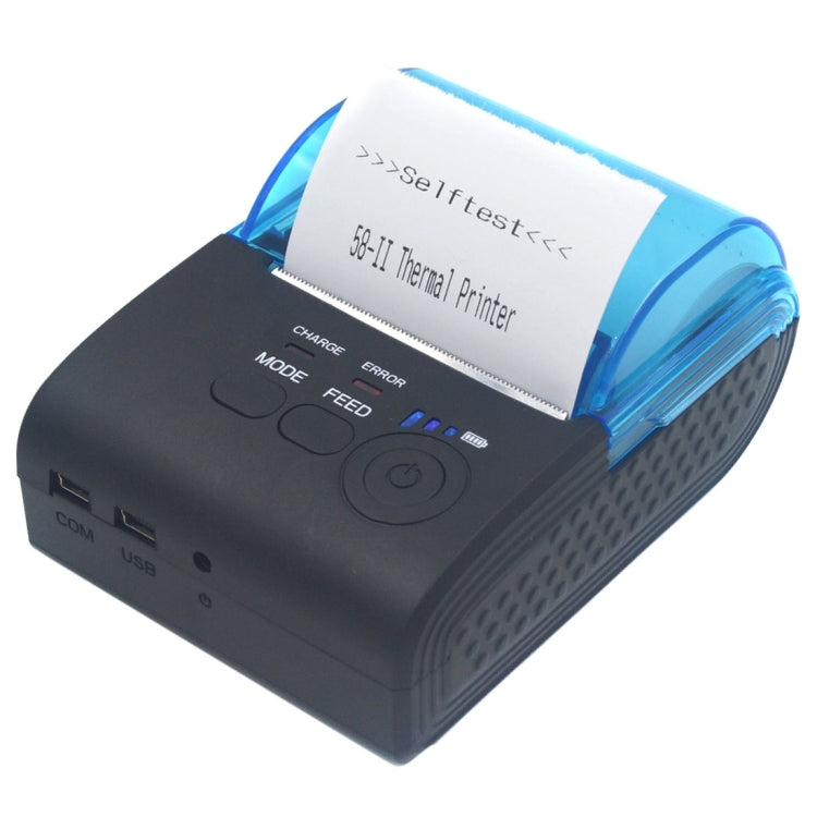 Portable Bluetooth receipt thermal printer with open paper roll and front panel buttons