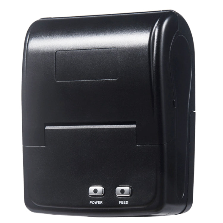 Black portable receipt matrix printer rear view with power and feed buttons