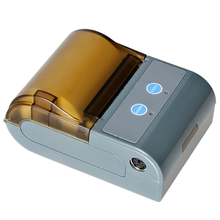 Portable Bluetooth thermal receipt printer with control buttons and amber print cover