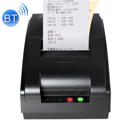 Black Bluetooth receipt matrix printer with front paper display and indicator LEDs