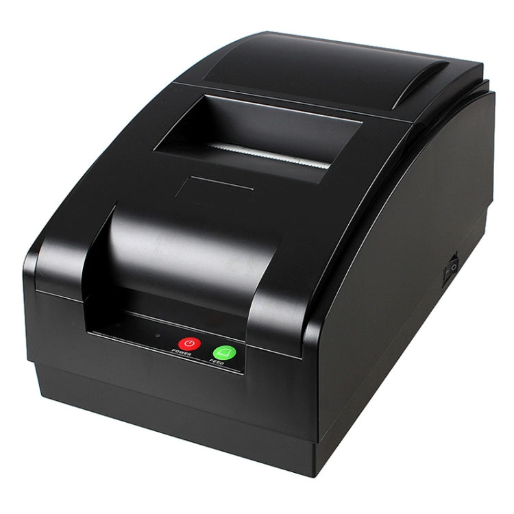Black portable receipt matrix printer angled view with lid and control lights