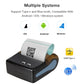 Portable black Bluetooth thermal receipt printer with paper roll and compact base