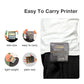 Portable thermal receipt printer in a protective case clipped near a shirt pocket