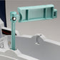 Close-up of thermal label printer loading arm and guides in light green and white