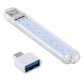 Portable USB LED book light with Type-C adapter, long clear bar and adapter connector