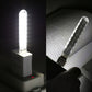 Portable USB LED book light switched on, bright vertical LED light bar